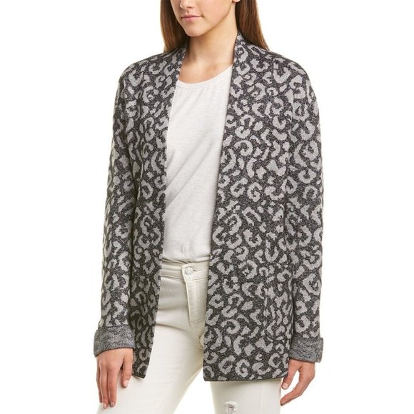 NWT Michael Stars Jacquard Leopard Open Cardigan - Picture 1 of 6